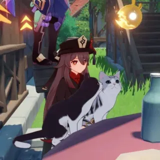 👻 90c7532f Hu Tao Genshin Impact Hu Tao, Genshin Impact, personaggio anime, gatto, carino, videogioco whatsapp sticker