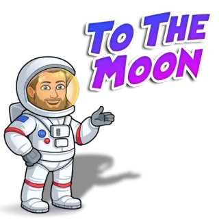 👍 146842bd TO THE MOON 우주 비행사, 달, 우주, 밈, 성공, 암호화폐, 투자 telegram sticker
