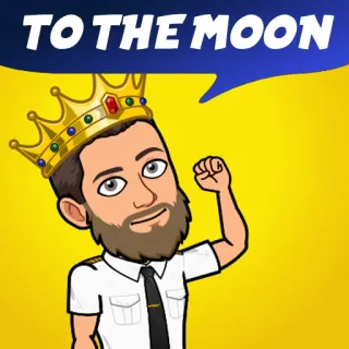 💪 492b0c49 TO THE MOON 만화, 달, 왕, 수염, 동기 부여 telegram sticker