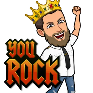 👍 83a47330 YOU ROCK Bitmoji, 왕, 왕관, 최고, 격려, 성공, 축하 telegram sticker