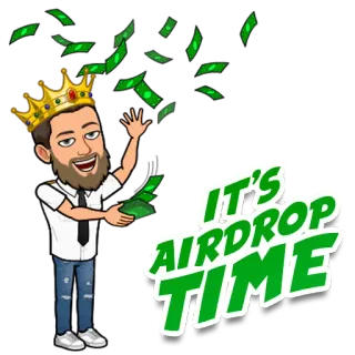 🤑 847fdd5e IT'S AIRDROP TIME 돈, 암호화폐, 에어드랍, 금융, 만화, 왕관, 부 telegram sticker