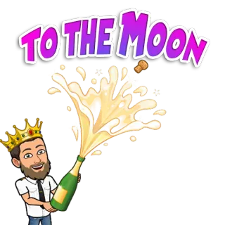 🚀 f740680d TO THE MOON 달로, 축하, 샴페인, 성공, 투자, Bitmoji telegram sticker
