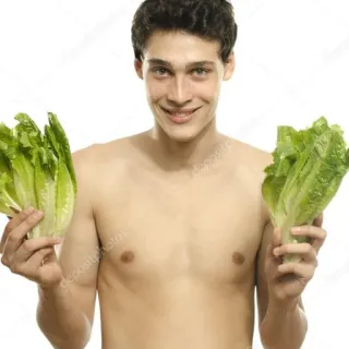 😏 5d499650 사람, 상추, 음식, 맨몸, 남자, 채소, 샐러드 telegram sticker