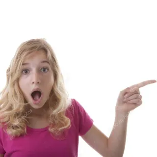 😵 dbcc4d57 가리키는, 놀란, 여자, 금발, 제스처, 표정 telegram sticker