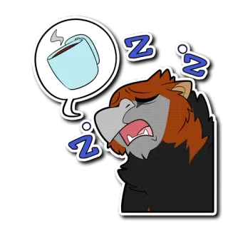 ☕ 18425d64 z 졸린, 동물, 피곤한, 만화, 커피, 꿈, zzz telegram sticker