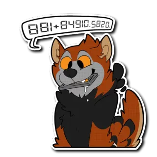 📟 749654c4 881+84910.5820. 만화, 동물, 페럿, 수학, 숫자, 계산기 telegram sticker
