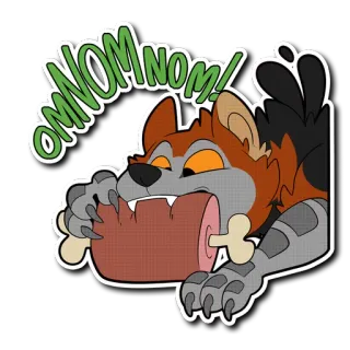 🍖 f1fab843 NOM NOM! 늑대, 먹기, 고기, 동물, 만화, 음식, 배고픈, 냠냠 telegram sticker