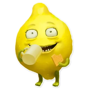 🙂 2e098f34 citroen, fruit, cartoon, grappig, schattig, drankje, eten telegram sticker