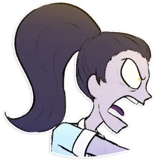 👺 b3f7ae57 生气, 卡通, 女人, 马尾辫, 喊叫 whatsapp sticker