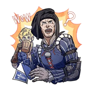 😱 cd61ccf7 WOW стикер, вау, мужик, вопросительный знак, напиток, выражение telegram sticker