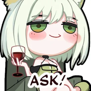 😁 bf24e17e ASK! アニメ, カートゥーン, 飲酒, 猫耳, 質問 telegram sticker