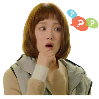 😱 70914b13 Frau, Frage, denkend, koreanisch, Ausdruck, verwirrt, fragend whatsapp sticker