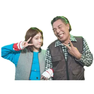 ✌️ e5106322 leute, figuren, friedenszeichen, asiatisch, frau, mann whatsapp sticker