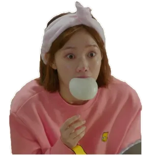 😳 f0a485d1 Frau, Kaugummi, Koreanisch, Überrascht, Rosa, Stirnband whatsapp sticker