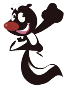 🍏 a213acca mouffette, dessin animé, animal, mammifère, autocollant, mignon, animé telegram sticker