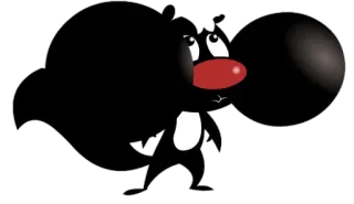 🌶 b38803a1 dessin animé, mouffette, noir et blanc, nez rouge, mignon telegram sticker