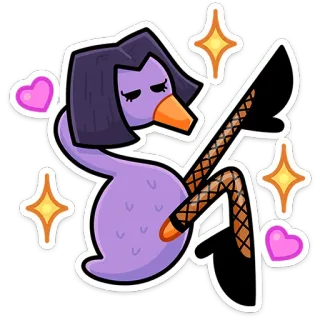 🥰 9880c03d duck, cartoon, purple, glamour, fishnet, sparkles whatsapp sticker