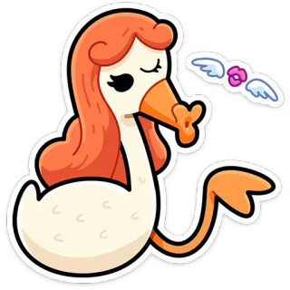 ⭐ e155d967 swan, cartoon, bird, cute, animal, illustration whatsapp sticker
