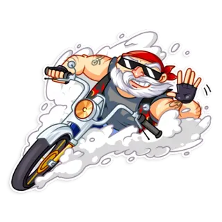 👋 20b5ad50 摩托车, 骑车人, 卡通, 男人, 太阳镜, 头巾, 车辆 telegram sticker