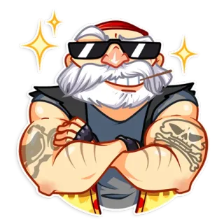 😎 385ed8b7 角色, 海盗, 骷髅, 胡子, 太阳镜, 纹身, 交叉双臂 telegram sticker