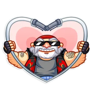 ❤ 9ce47c50 骑车人, 男人, 卡通, 肌肉, 纹身, 心 telegram sticker