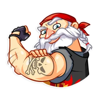 💪 eb0faed5 骷髅, 卡通, 肌肉, 纹身, 海盗, 手臂, 头巾 telegram sticker