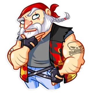 🤔 edd1dfd2 海盗, 骷髅, 纹身, 卡通, 男人, 角色, 骑车人 telegram sticker