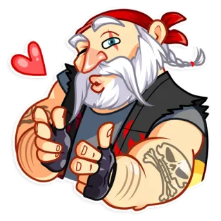 😘 f10f2968 卡通, 海盗, 骷髅, 纹身, 爱心, 手势, 角色, 插图 telegram sticker