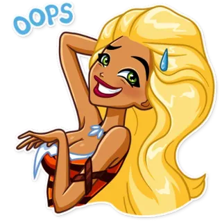 😅 1198890c OOPS блондинка, женщина, мультфильм, ой, извини, извинения whatsapp sticker