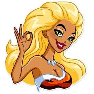 👌 32da58c0 женщина, мультик, стикер, блондинка, жест, ОК whatsapp sticker