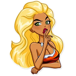 🤔 7722b85e женщина, блондинка, мультфильм, тсс, тишина, тишина whatsapp sticker