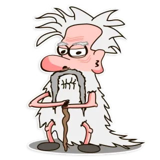 👴 089ad6c6 Cartoon, alter Mann, weiße Haare, Gehstock, Figur, lustig whatsapp sticker