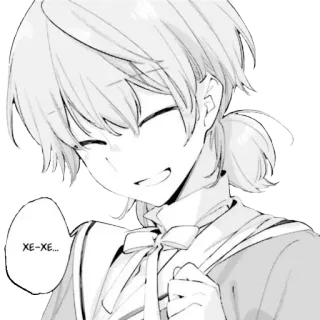 😏 49b0ab17 XE-XE... animé, manga, uniforme scolaire, dessin animé, souriant, joyeux, xe-xe whatsapp sticker