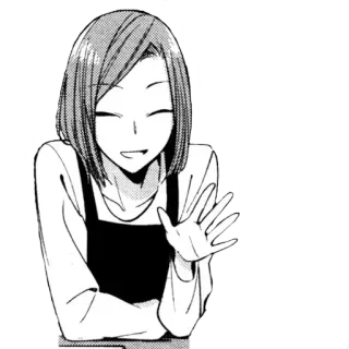 🙋 a472ea8d femme, sourire, salut, amical, tablier whatsapp sticker