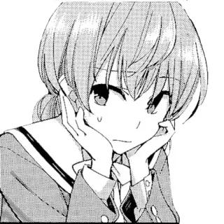 😞 f9fb2032 Anime, Manga, Écolière, Mignon, Portrait, Illustration, Croquis whatsapp sticker