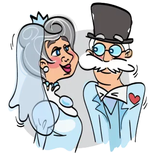 😍 500f2915 casamento, noiva, noivo, desenho animado, amor, casamento, casal whatsapp sticker