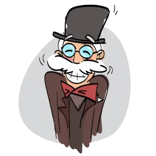 😂 736693e8 Desenho animado, Homem, Bigode, Cartola, Gravata borboleta whatsapp sticker