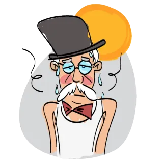 ☀️ c3bbb7c7 suando, calor, exaustão, cartola, desenho animado whatsapp sticker