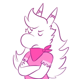 😒 12b1cbf7 cartoon, character, pink, monster, horns, attitude telegram sticker
