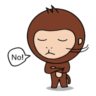 😟 269b283f No! 원숭이, 만화, 아니요, 반대, 동물, 캐릭터 telegram sticker