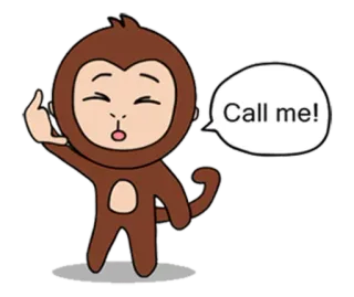 📱 2967a563 Call me! 원숭이, 전화해 줘, 만화, 동물, 스티커 telegram sticker