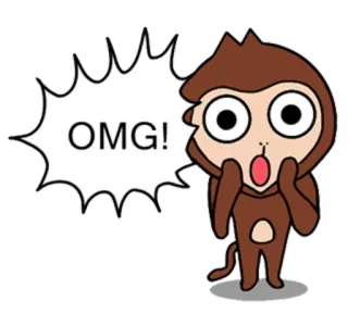 😱 558707ef OMG! 원숭이, 충격, 놀람, 어머나, 귀여운, 만화 telegram sticker