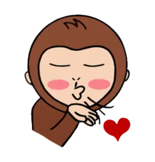 😘 6a6baf44 원숭이, 키스, 사랑, 하트, 만화, 동물 telegram sticker