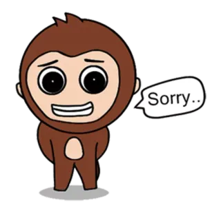 🙏 85d9e504 Sorry.. 만화, 원숭이, 사과, 미안, 귀여운 telegram sticker
