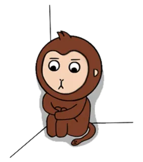 😔 93977c1d 원숭이, 동물, 귀여운, 만화, 슬픈, 고립된 telegram sticker