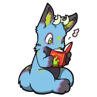 📕 e745fe20 Furry, Anthro, Lendo, Livro, Magia, Fantasia, Personagem, Desenho animado telegram sticker