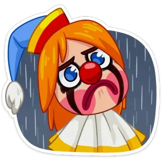😫 aeb3db02 trauriger Clown, Clown, traurig, Tränen, weinen, Regen telegram sticker