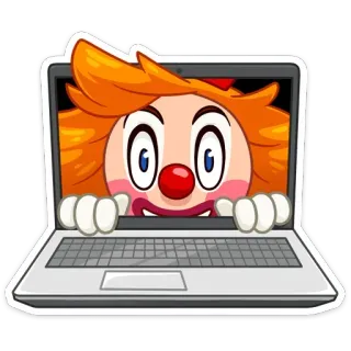 👀 d7819411 Clown, Laptop, Computer, Emoji, Sticker, Cartoon telegram sticker