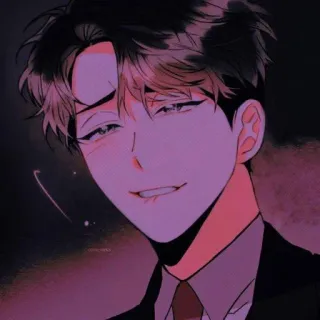 🙀 098cec43 anime, hombre, dibujo animado, sonrisa burlona, guapo, arte, ilustración telegram sticker