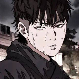 🎮 23875e58 Anime, Dibujos animados, Sudor, Serio, Masculino, Personaje, Dibujo telegram sticker